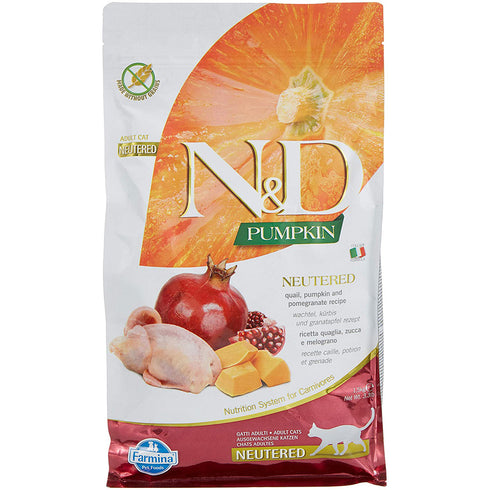 Farmina N&D Neutered Pumpkin & Quail Grain Free Cat Dry Food 3.3lb - Poudre Pet and Feed Supply